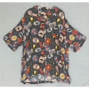Assorted Beer Logo Labels Shirt Mens XL 46-48‎ AOP Logos Short Sleeve Button Up